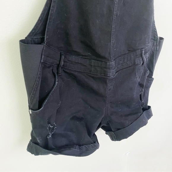 Indigo Blue Maternity Overalls Black Distressed Denim L Large - Picture 6 of 9